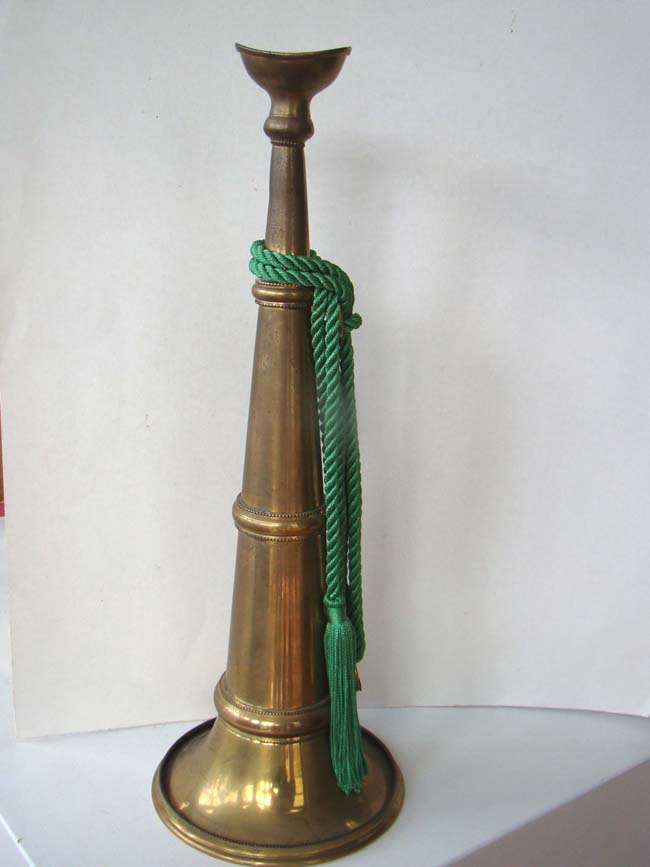 A brass speaking trumpet, American, late 19th or early 20th century.